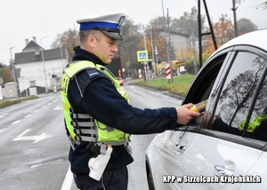 Policjant w trakcie kontroli drogowej