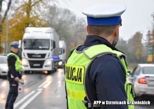 Policjant w trakcie obserwacji jadących pojazdów