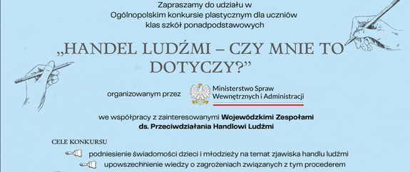 „HANDEL LUDŹMI - CZY MNIE TO DOTYCZY?” - ogólnopolski konkurs plastyczny dla młodzieży